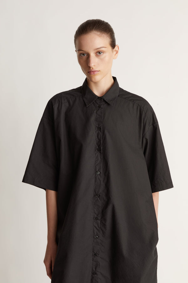 LM Poplin Short Sleeve Shirt Dress Black