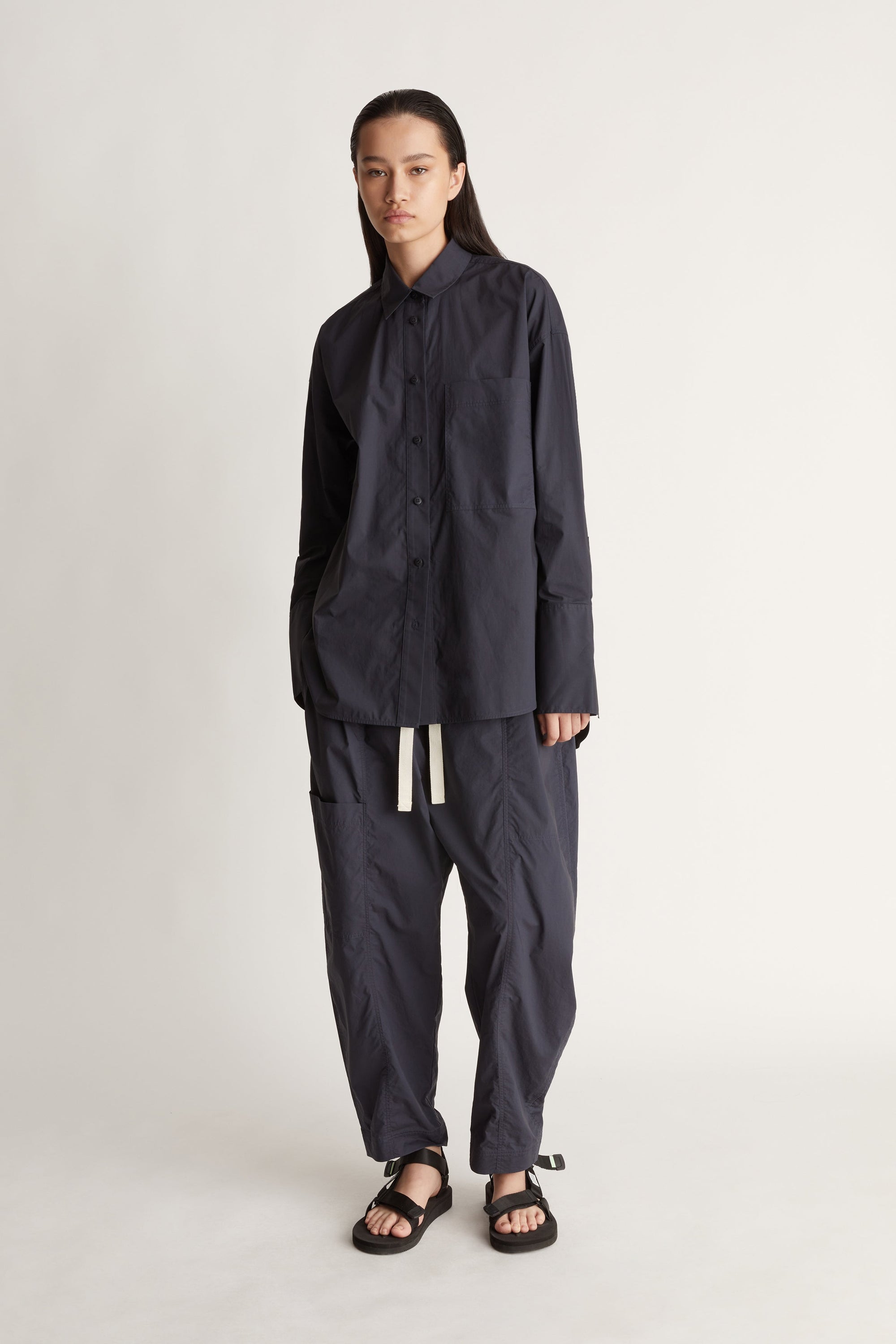 LM Poplin Long Sleeve Shirt Navy