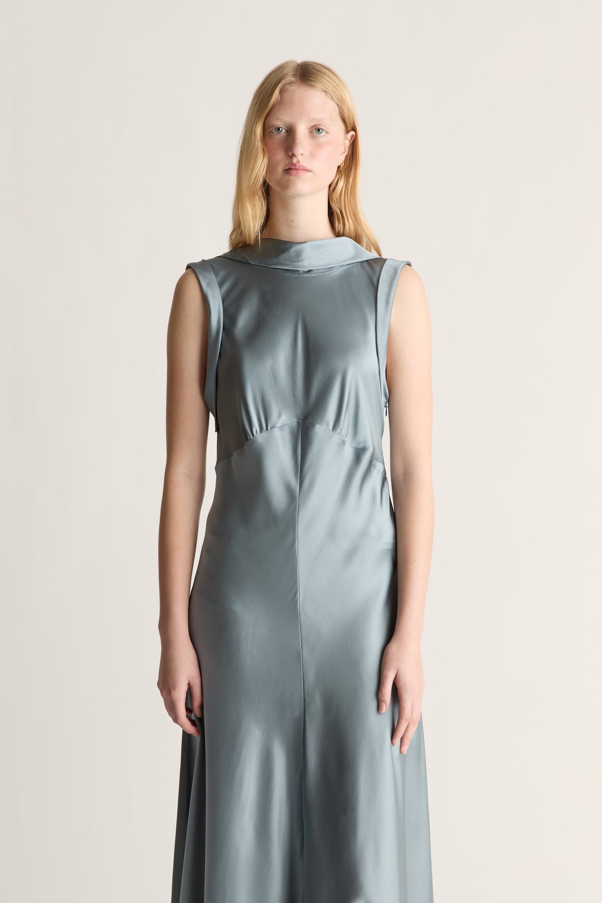 Stella Silk Satin Drape Dress