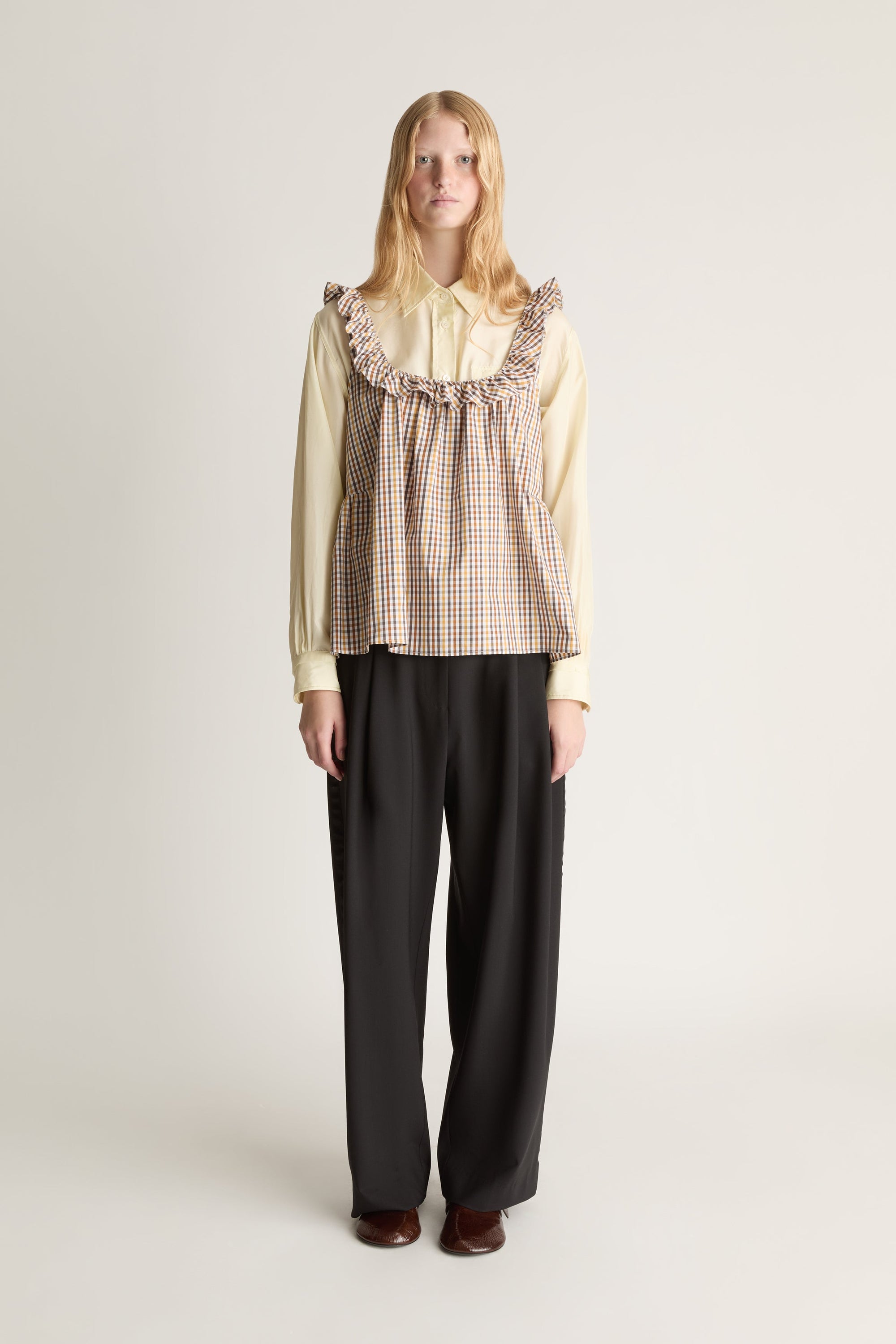 Christie Poplin Check Top