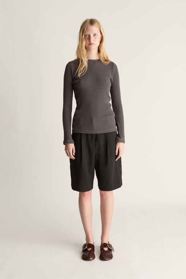 Myles Wool Satin Stripe Short
