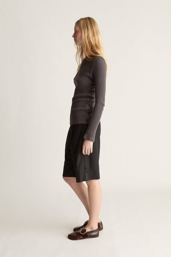Myles Wool Satin Stripe Short