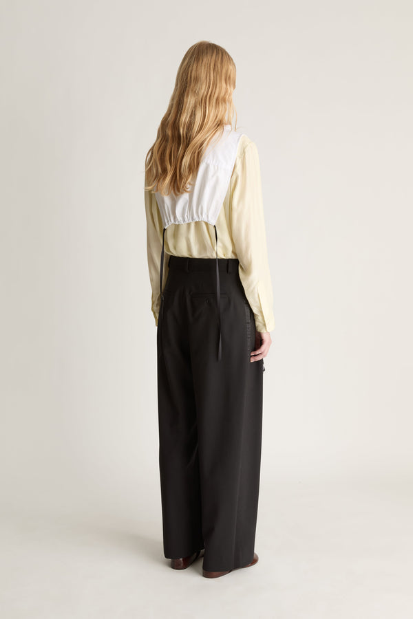Myles Wool Satin Stripe Pant