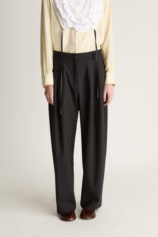 Myles Wool Satin Stripe Pant
