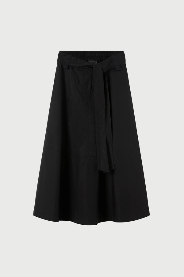 LM Poplin Flare Skirt in Black